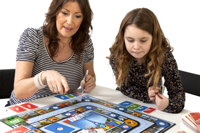 mother teaches child a language with language game